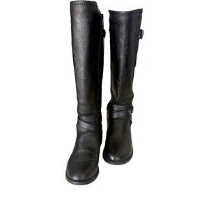 G by GUESS Black Women Knee Riders Boots  Size 7.5 M Round Toe Zip Closure Great